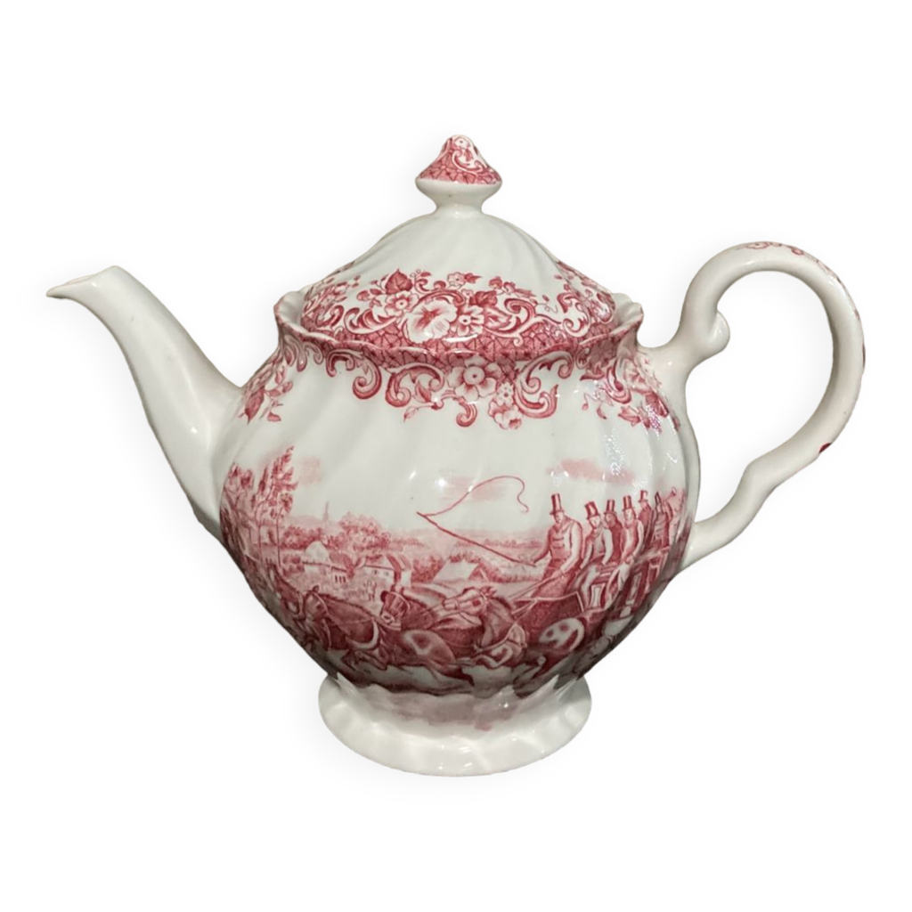 Théière Johnson Brothers rouge Coaching Scènes Selency