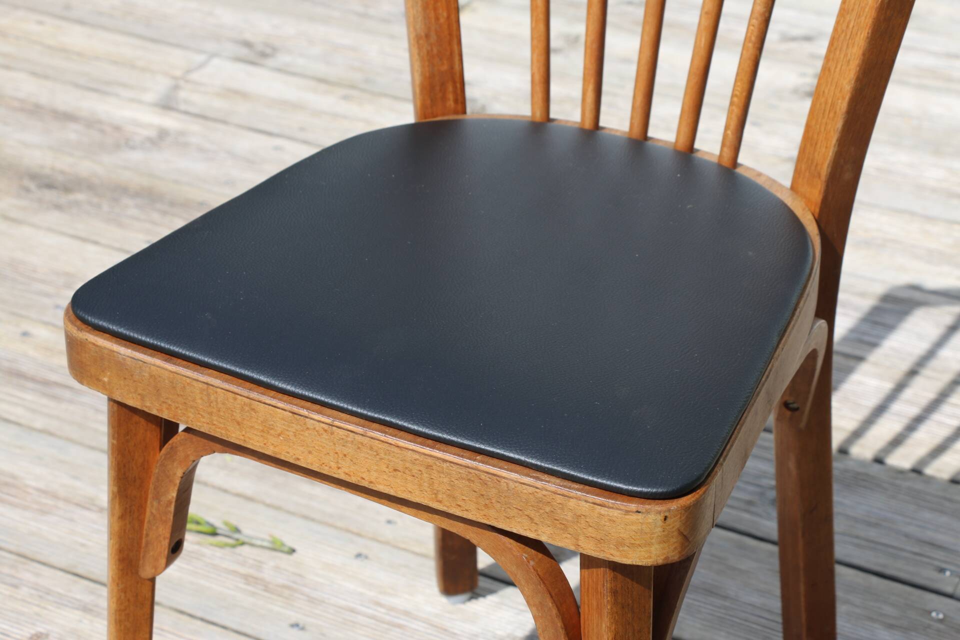 4 baumann n°12 black leatherette chairs, medium beech