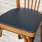 4 baumann n°12 black leatherette chairs, medium beech