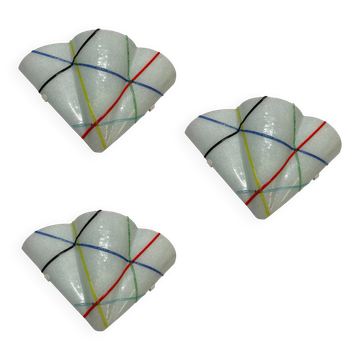 Ensemble de trois appliques murales géométriques en verre de Murano, Italie, années 1980.