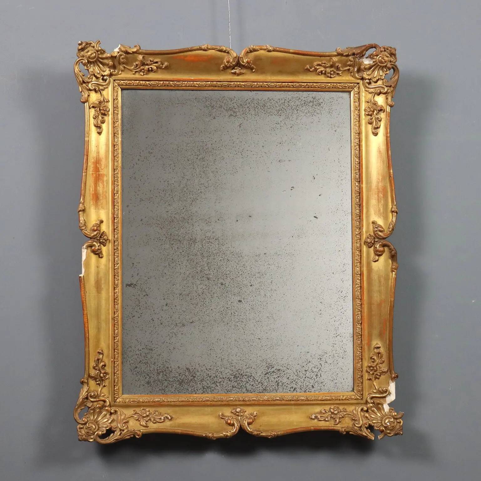 Antique carved wooden mirror, Italy, 19th century
