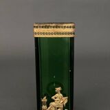 Vase 1900, glass base, bronze enclosure, antique decor