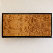 Large vintage coffee table in walnut veneer and black wood, 1980s.