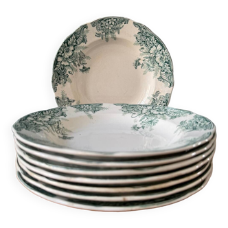 Series of 8 Terre de Fer 1900 soup plates in Onnaing earthenware