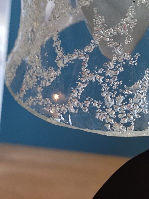 Bedside lamp black metal leaves tulip frosted glass