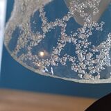Bedside lamp black metal leaves tulip frosted glass
