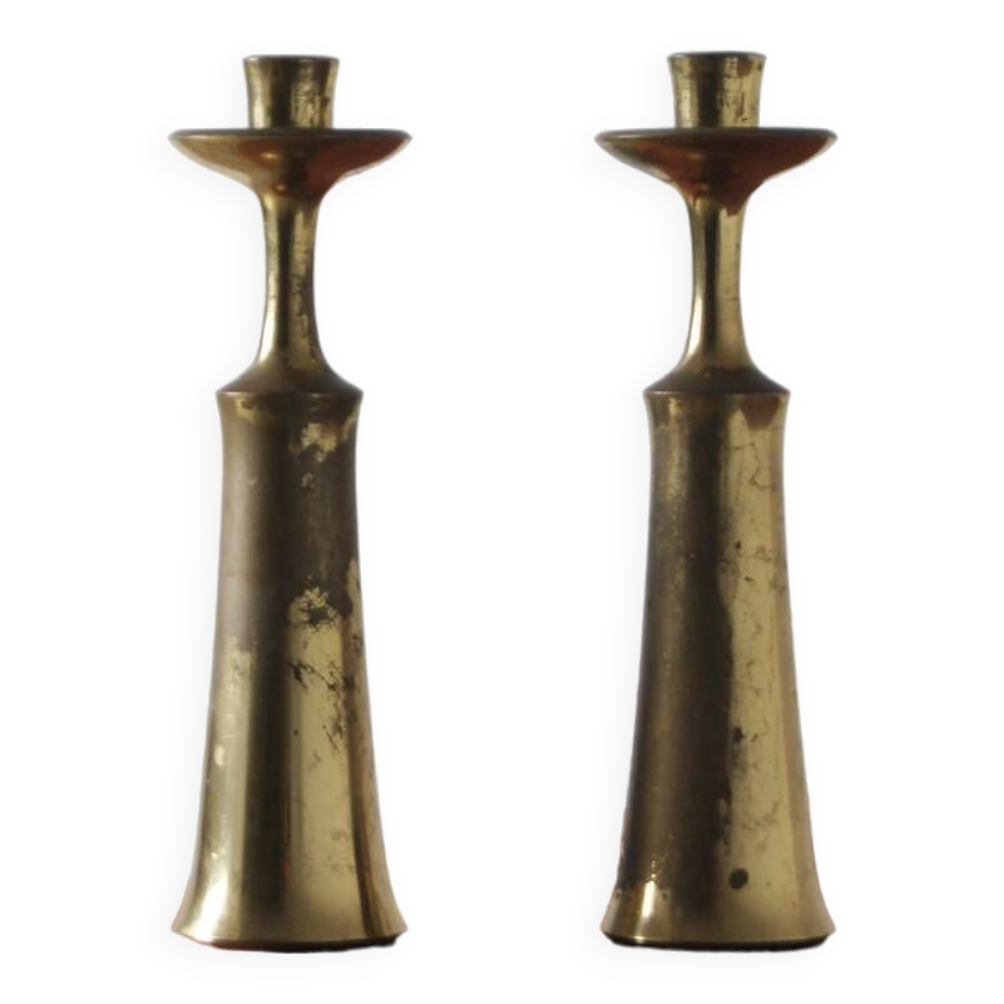Large Danish Brass Candlesticks by Jens Harald Quistgaard for Ihq, 1960s, Set of 2