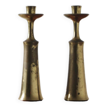 Large Danish Brass Candlesticks by Jens Harald Quistgaard for Ihq, 1960s, Set of 2