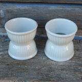 Set of 2 old white ceramic shells duckling countryside