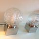 Pair of globe bedside lamps in glass and chrome/vintage metal 70-80