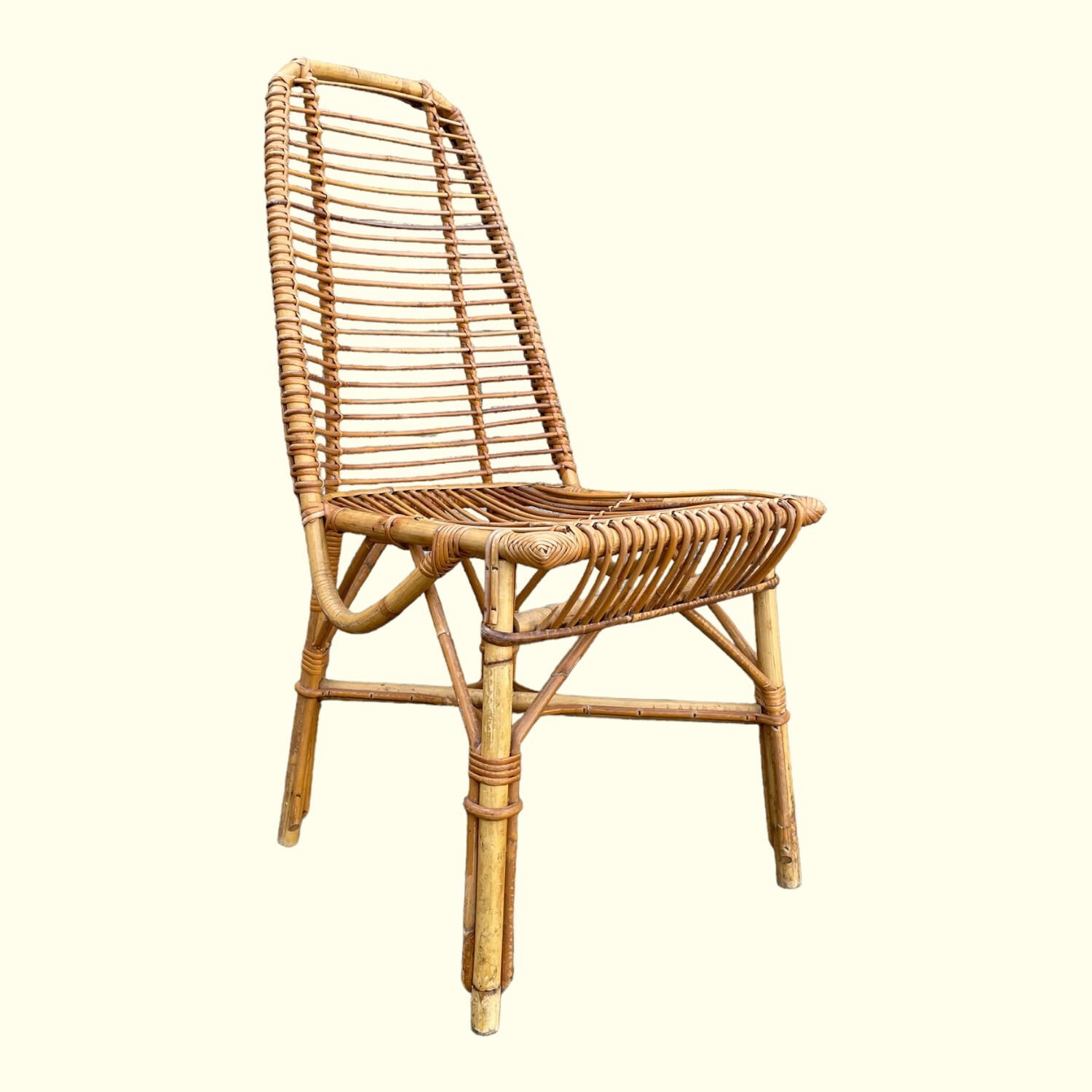 Bamboo and rattan desk and chair set, circa 1970