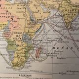 Lithography on Earth from 1897 - major communication routes, population density and religions