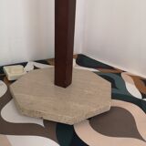 Teak and travertine desk lamp