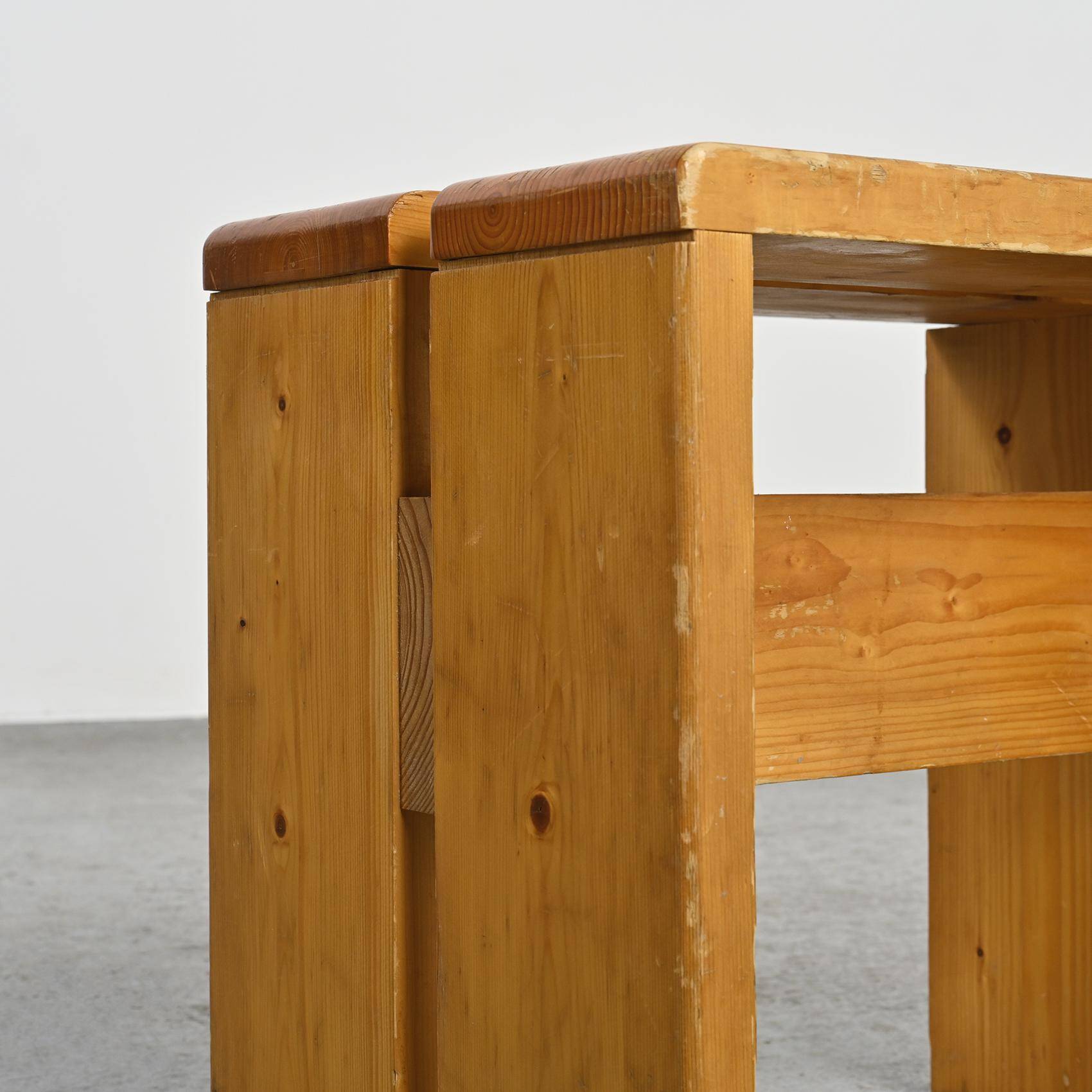 Pair of pine stools, French Alps circa 1970