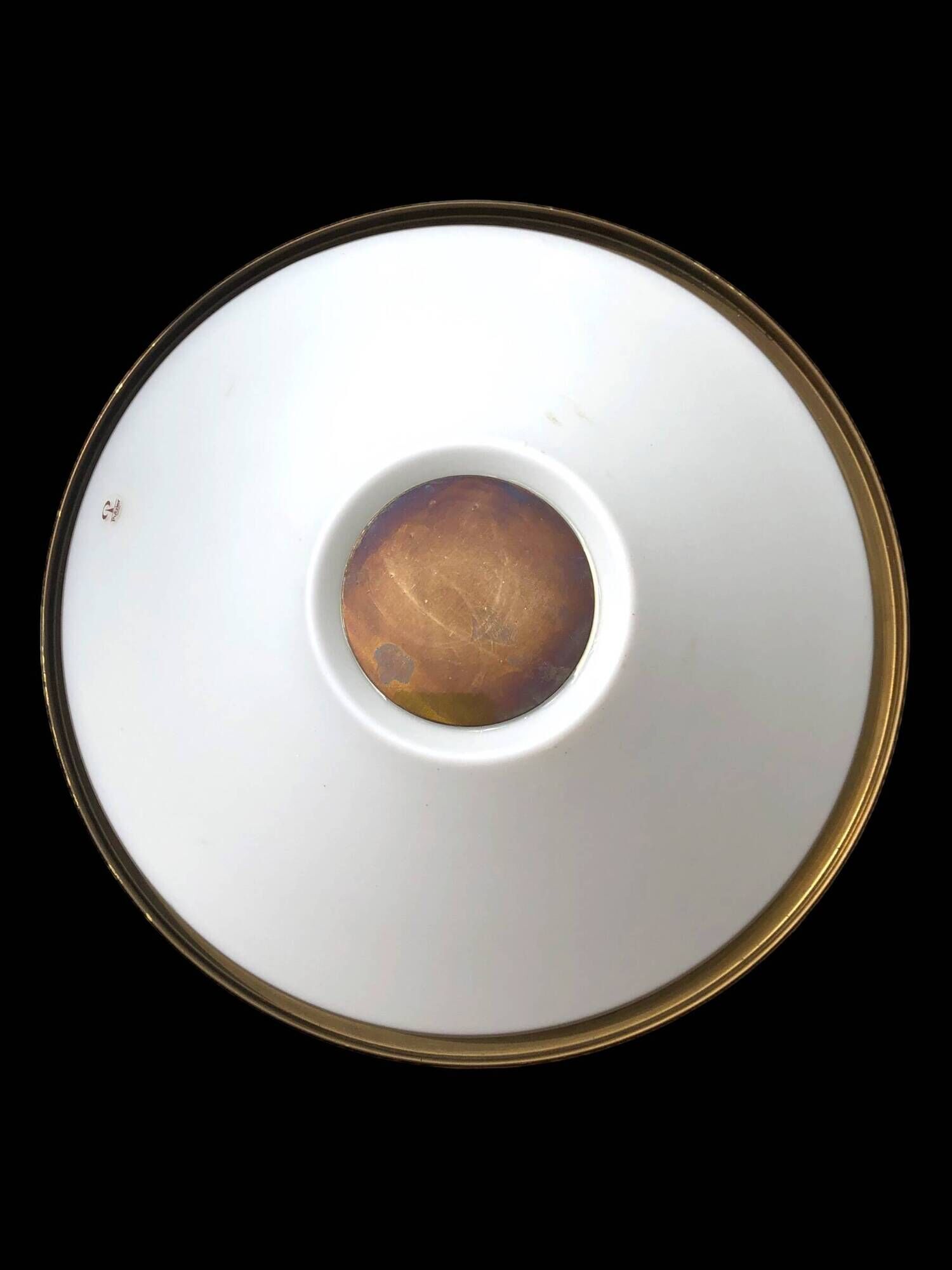 Vintage peill & putzler germany round milkglas ceiling lamp goldton