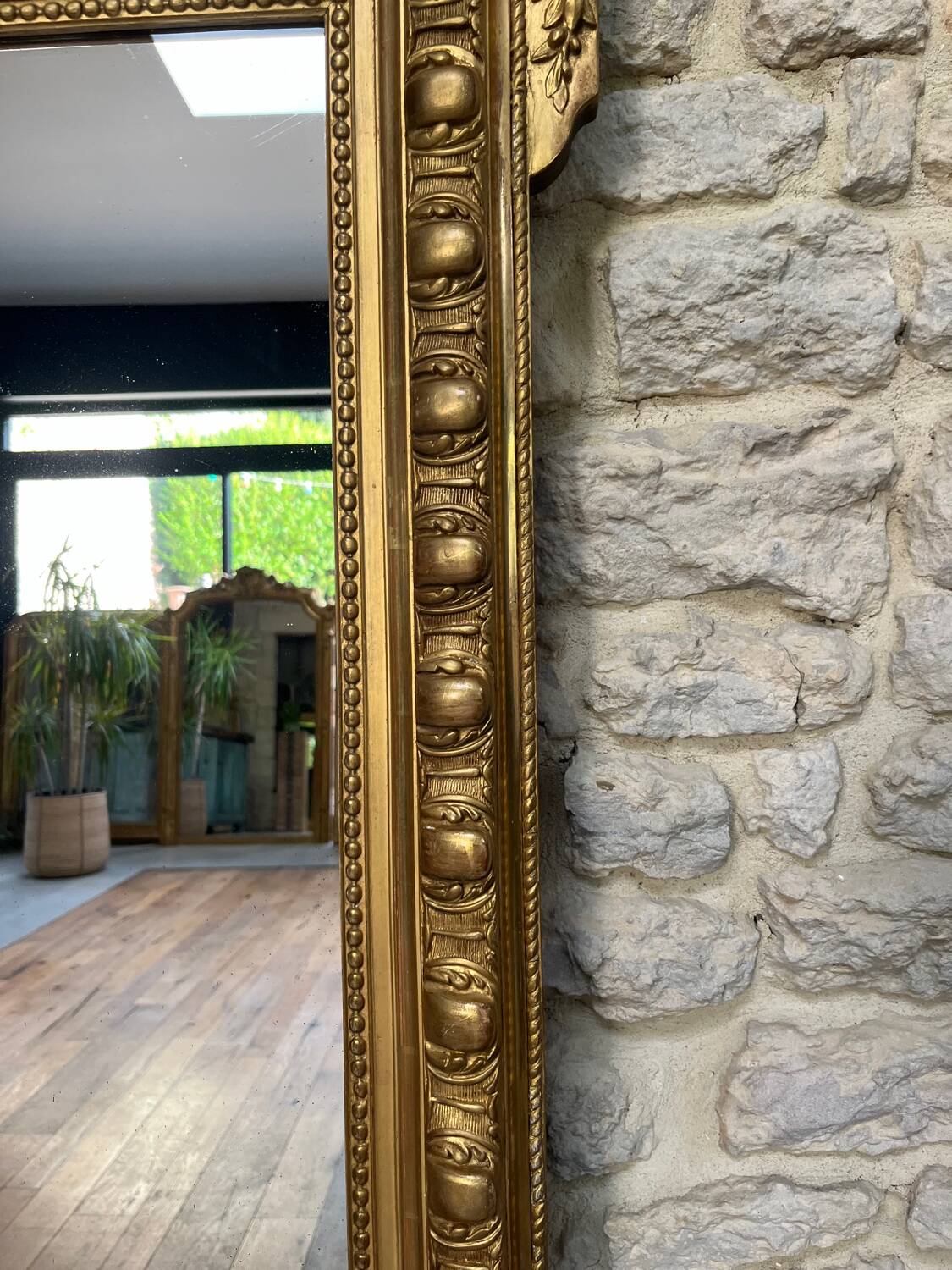 Antique mirror 133cm/96.5cm gilded with gold leaf