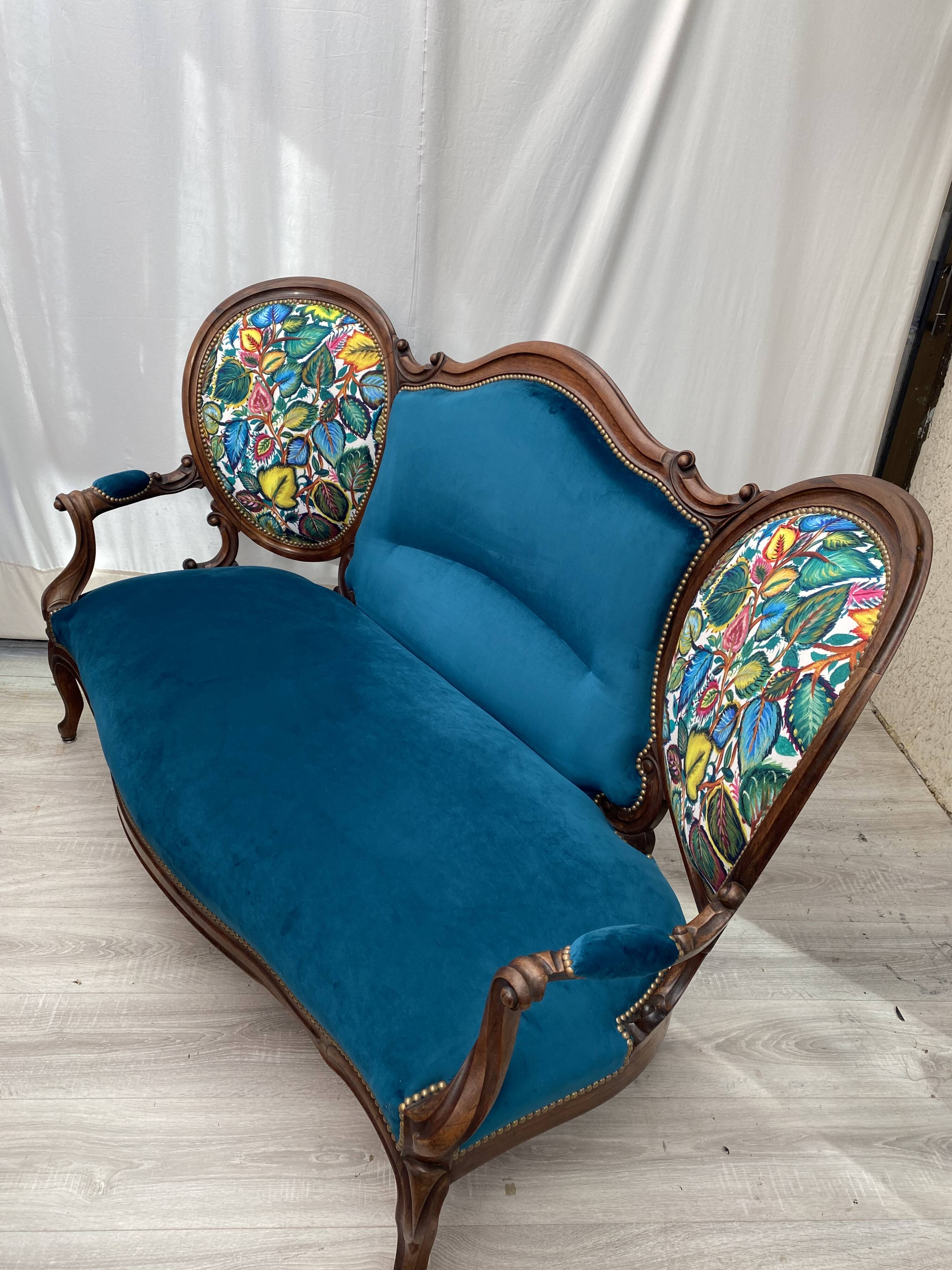 Paire de fauteuils cabriolet retapissés, années 30-40