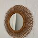 Vintage mirror 1960 sun rattan flower wicker - 37 cm