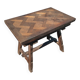 Table de repas rustique en chêne parqueté avec 2 rallonges