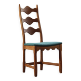 Six vintage 1960s Danish ladderback oak chairs, Henning Kjærnulf brutalist style