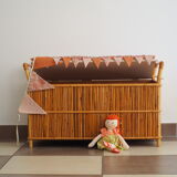 Vintage rattan chest bench