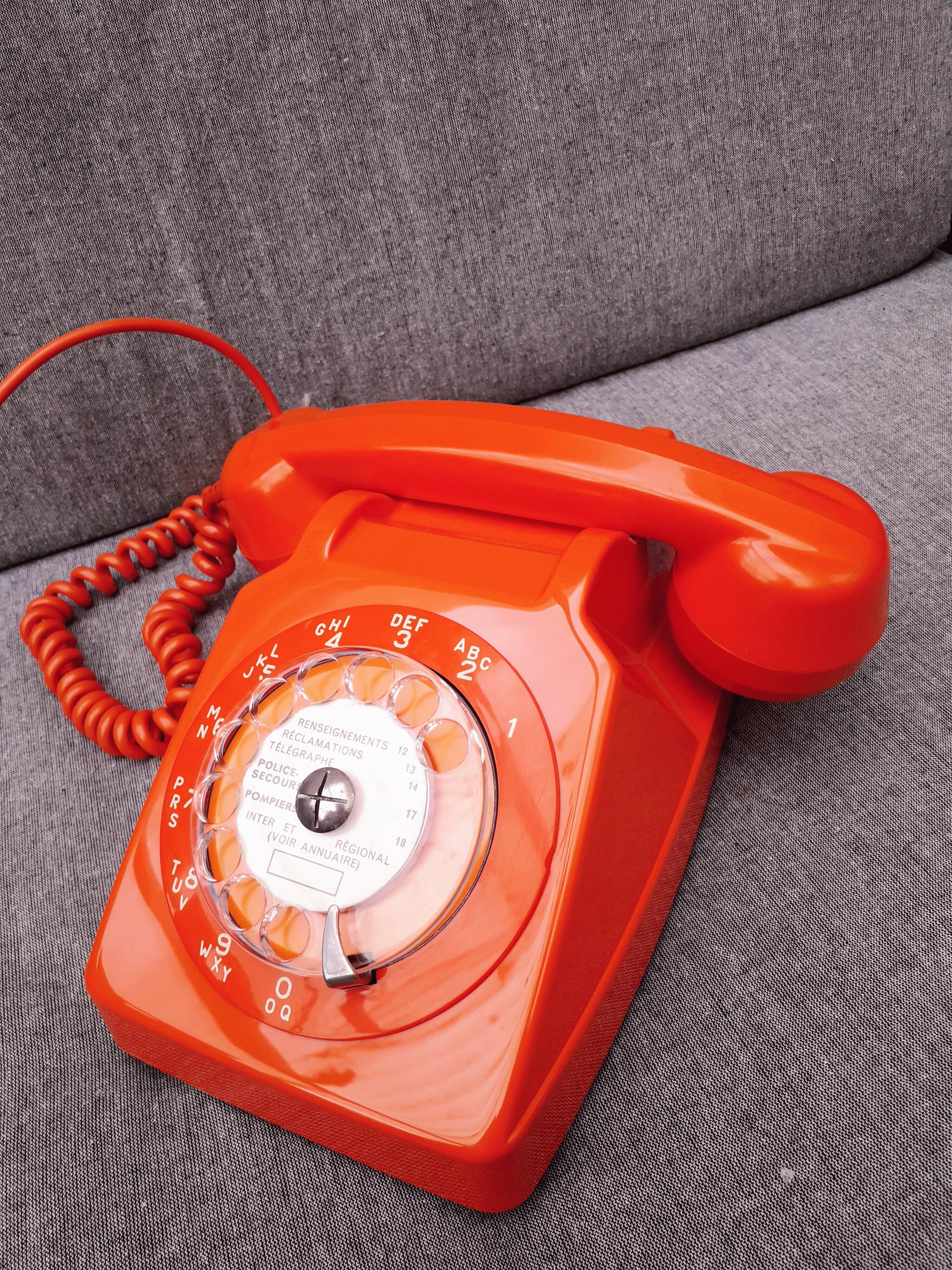 Phone orange vintage s63 socotel with dial