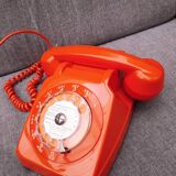 Phone orange vintage s63 socotel with dial