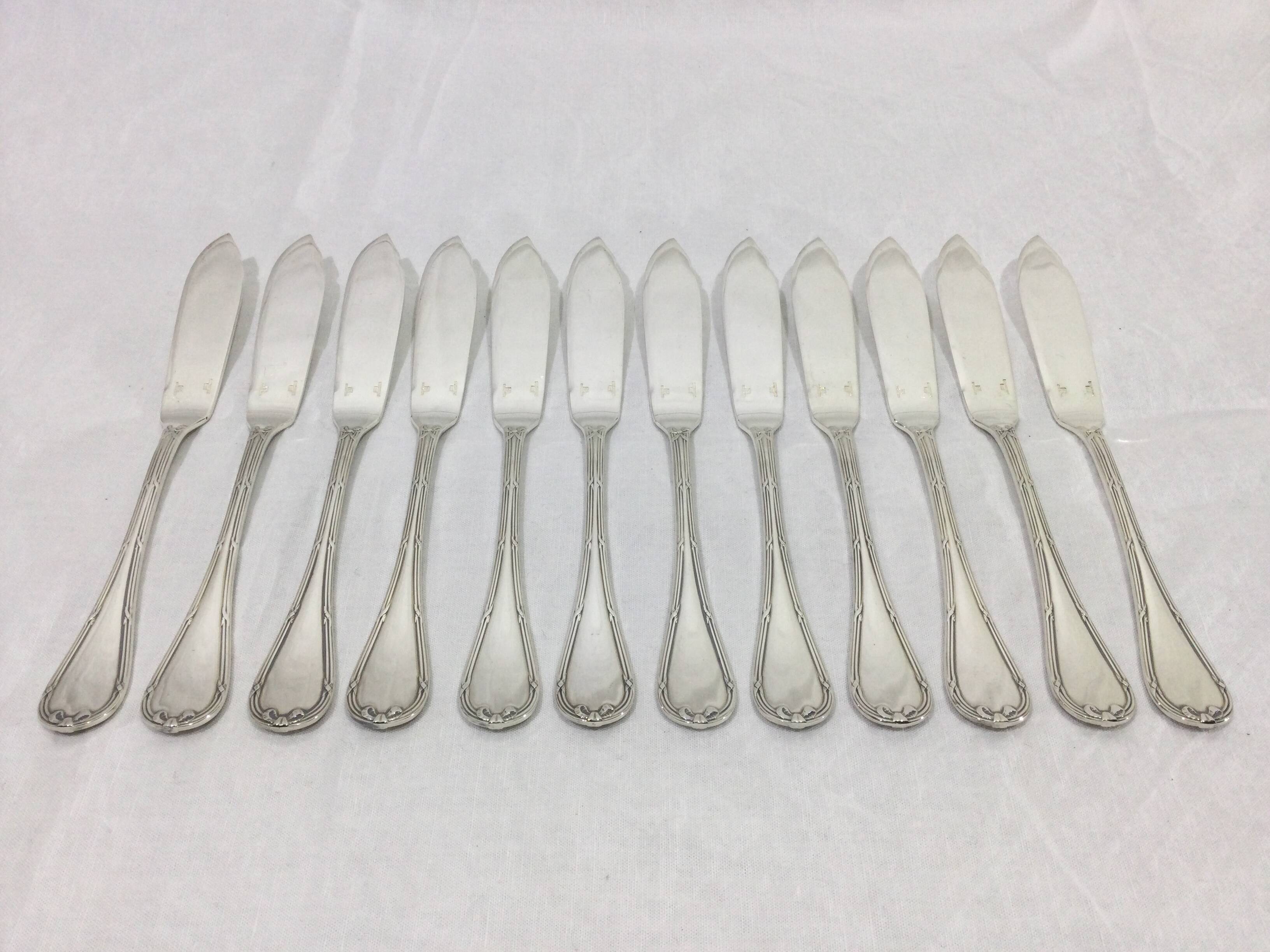 Christofle – 12 Cross-Ribbon Fish Cutlery