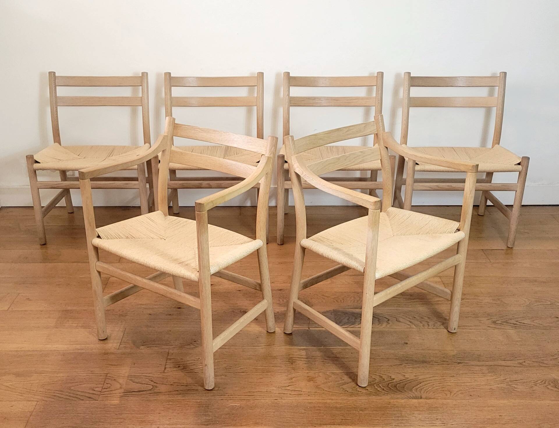 Ensemble de 6 chaises de salle à manger modèle CH46 et CH47 par Hans J. Wegner