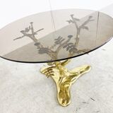 Table basse vintage en laiton, années 1970