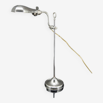 Workshop lamp in aluminum and nickel, adjustable with raise-lower system, France, circa 1900