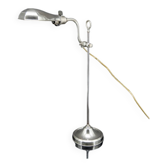 Workshop lamp in aluminum and nickel, adjustable with raise-lower system, France, circa 1900