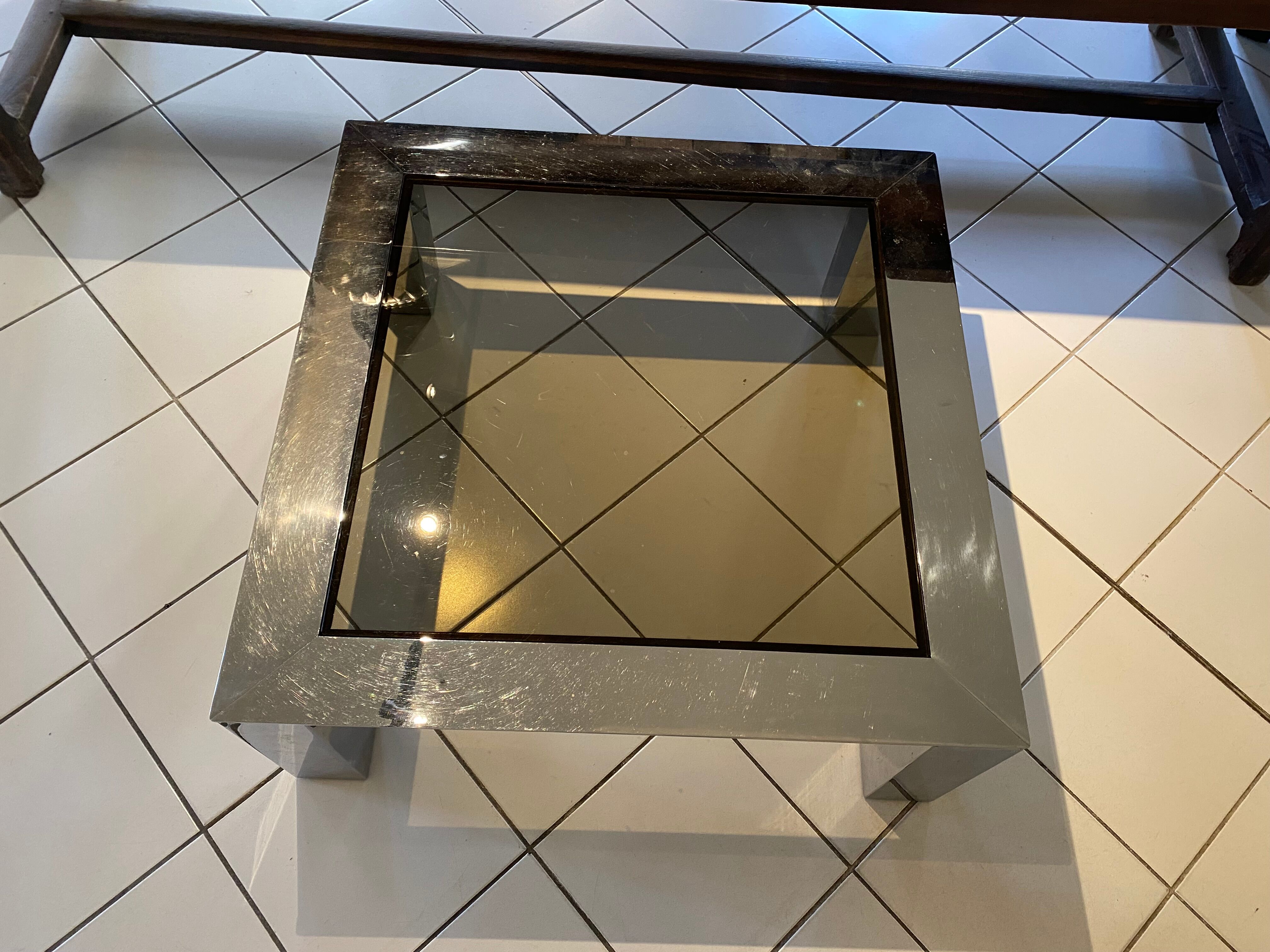 Glass and chrome coffee table