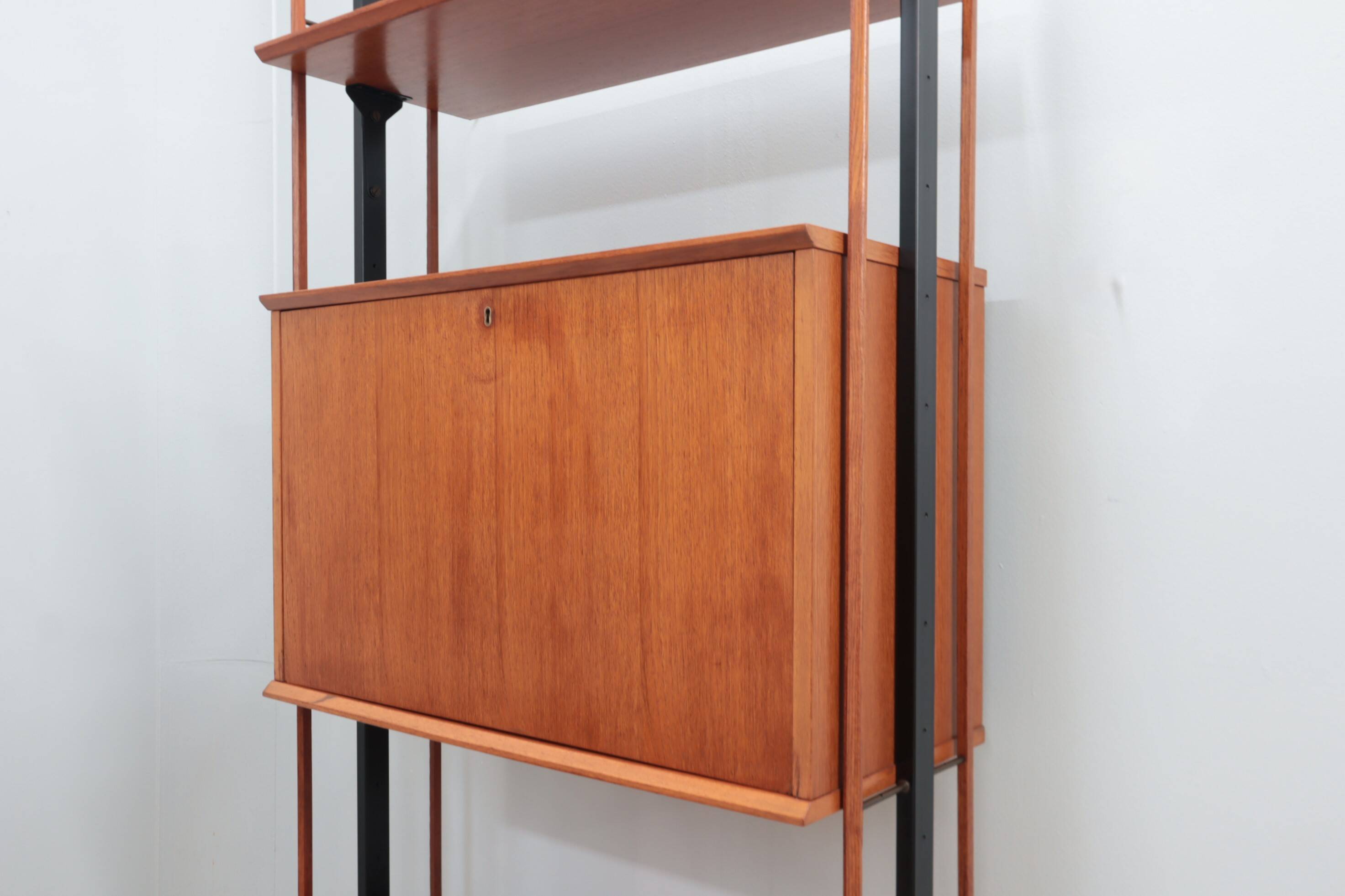 Mid century modular blonde teak bookcase 1960s
