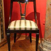 18th Century French Directoire Mahogany Chairs with Silk Blend Upholster Fabric, Set of 4