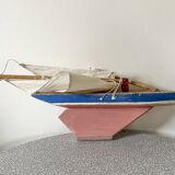 Navigable wooden basin sailboat, toy attributed to the jab granville brand
