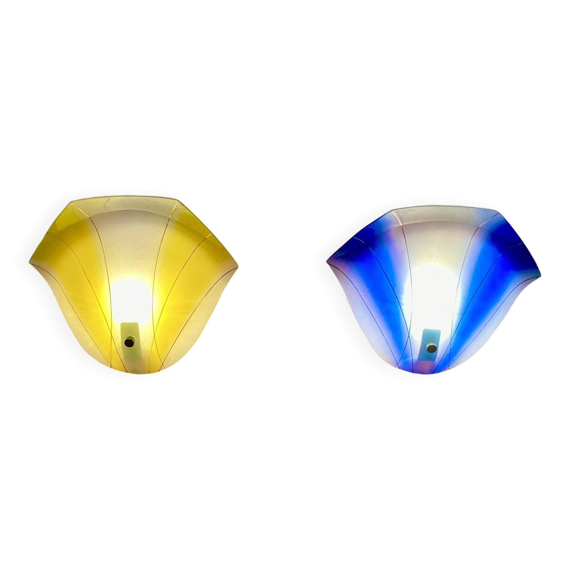 Pair of glass wall lights, Scandinavian design, 1950s.