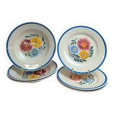 Set of 6 ironstone plates HBC – Rustic Model – Hand-painted floral design