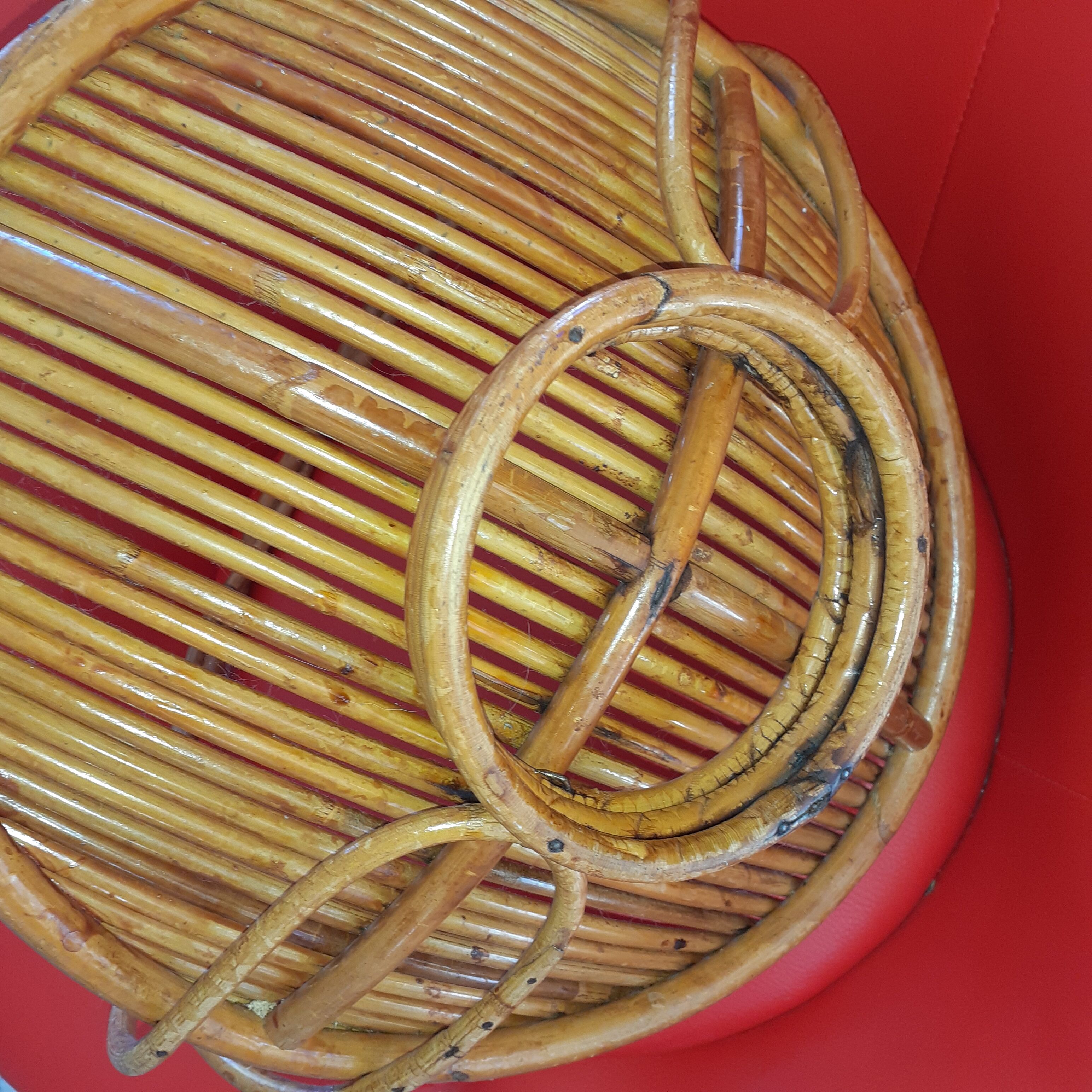 Old fruit basket or other wicker. Foot shower.