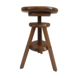Stool former painter tripod adjustable screw 70s vintage wooden