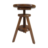 Tabouret ancien peintre tripode reglable à vis en bois années 70 vintage