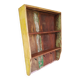 Wall shelf 3 shelves + 4 hooks cast iron in polychrome wood