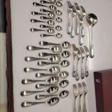 Old silver metal service with box