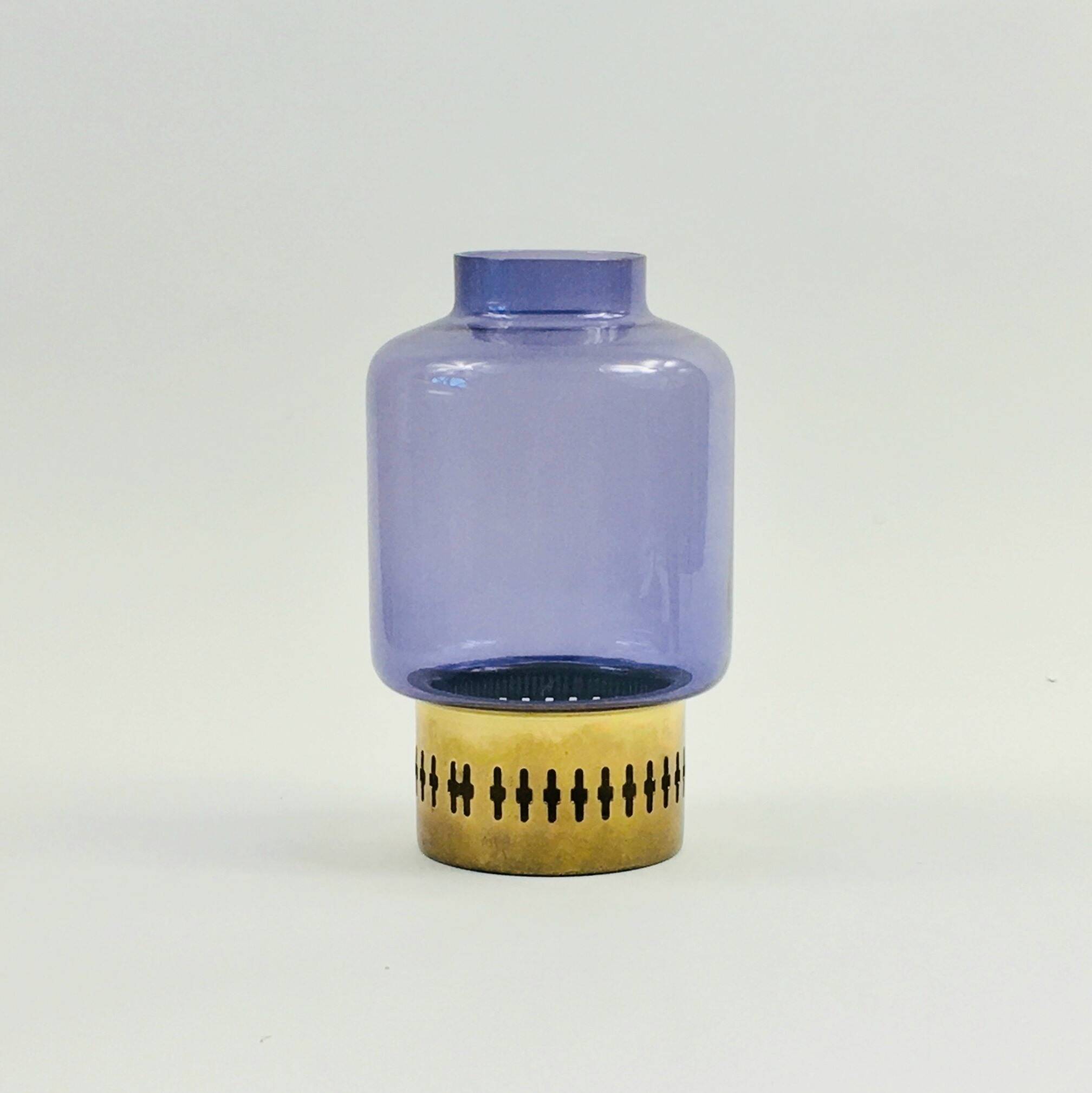 Mid-Century Scandinavian Glass & Brass Candle Holder from Jakobsson, 1950s