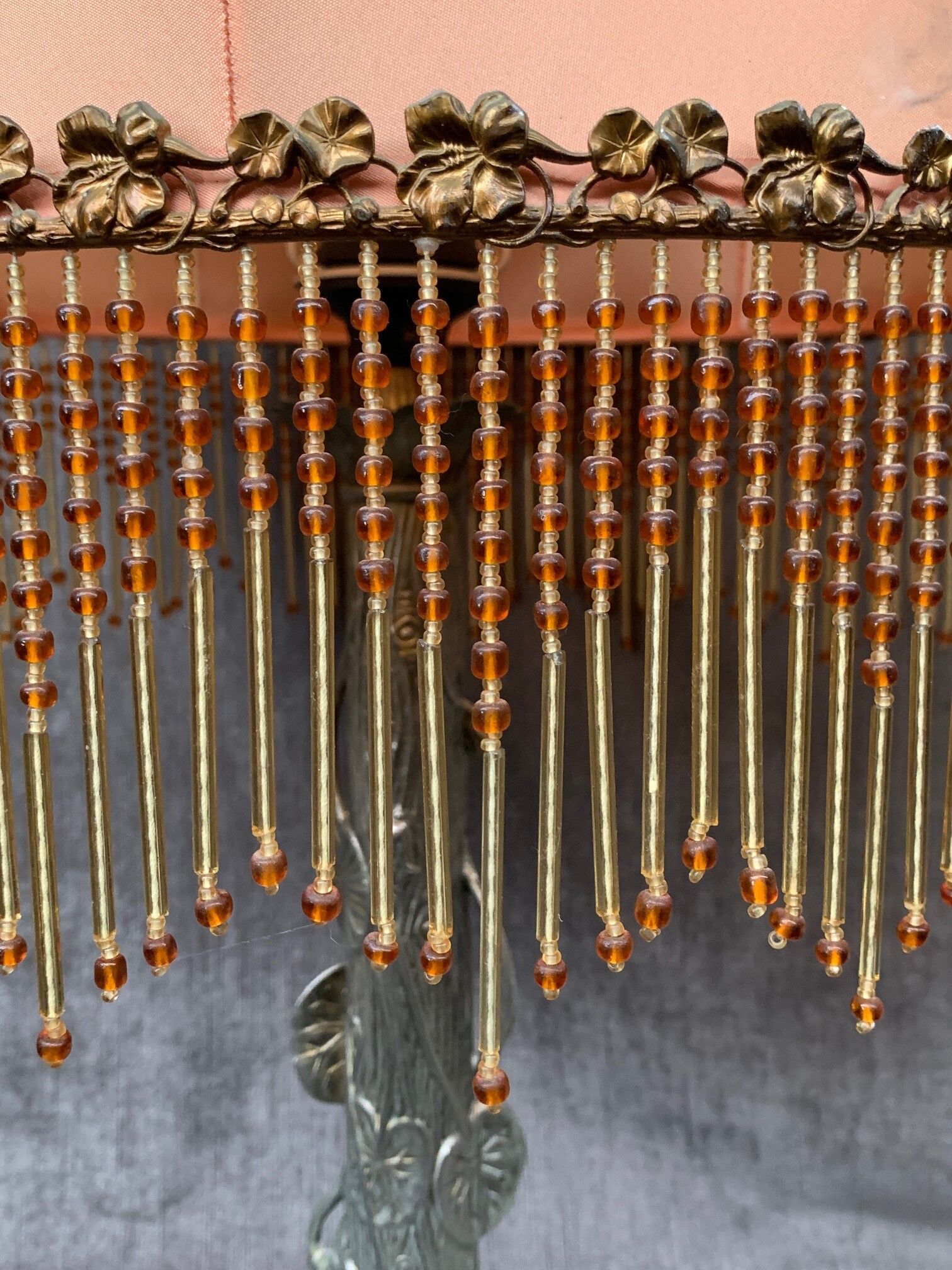 Art Nouveau style lamp, silver bronze