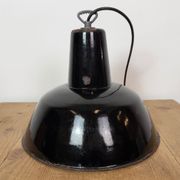 Industrial Black Enamel Factory Pendant Lamp, 1950s