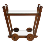 Beautiful, unique 1930s tea trolley bar cart made of solid oak wood