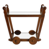 Beautiful, unique 1930s tea trolley bar cart made of solid oak wood