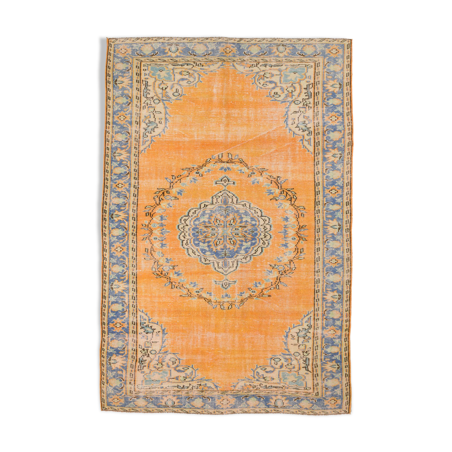 6x9 orange madallion oushak rug, 288x194cm