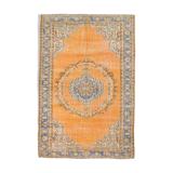 6x9 orange madallion oushak rug, 288x194cm